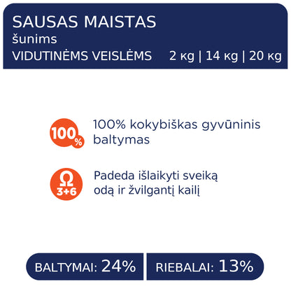 CLUB 4 PAWS Premium visavertis sausas maistas suaugusiems vidutinių veislių šunims