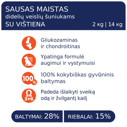 CLUB 4 PAWS Premium visavertis sausas maistas didelių veislių šuniukams su vištiena